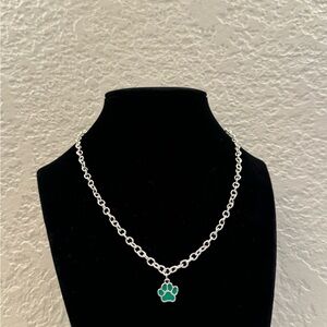 Handmade Green Animal Paw Print Necklace
